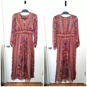 Anthropologie Red Boho Maxi Dress